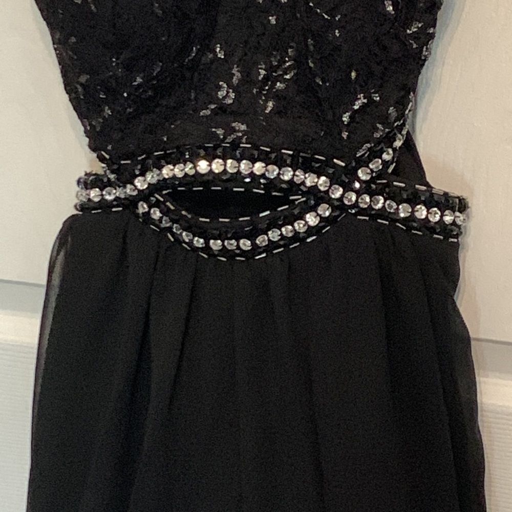 B. Darlin | Black Lace Cutout Women’s Jeweled Cocktail Evening Dress Homecoming - Picture 5 of 14